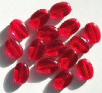 15 18x13x6mm Transparent Red Flat Oval Beads